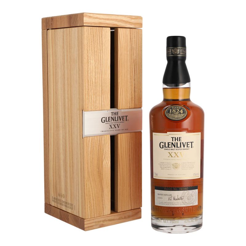 WHISKY GLENLIVET 25YO 3/70/43º WOODEN GBX