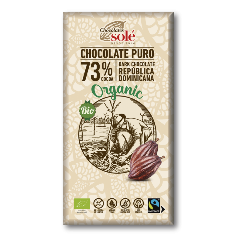 CHOCOLATE NEGRO 73% CACAO 100 GRS. BIO