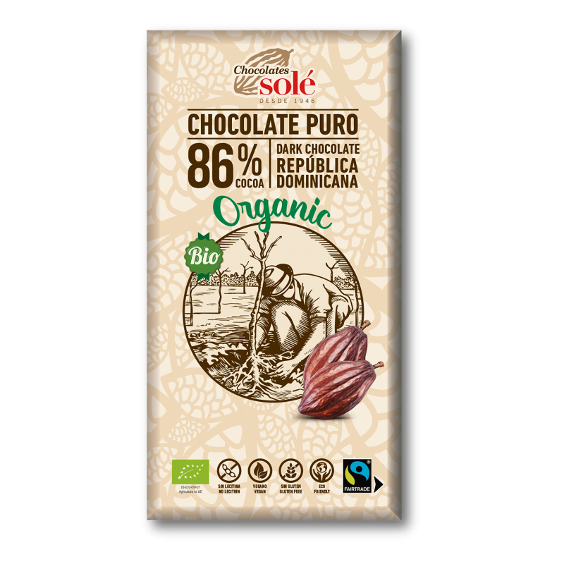 CHOCOLATE NEGRO 86% CACAO 100G BIO