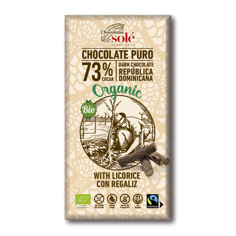 CHOCOLATE NEGRO 73% REGALIZ ECO 100g